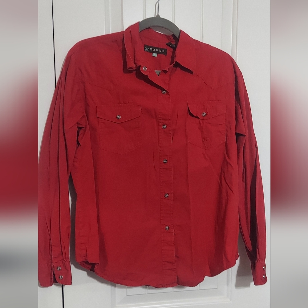 Red roper pearl snap